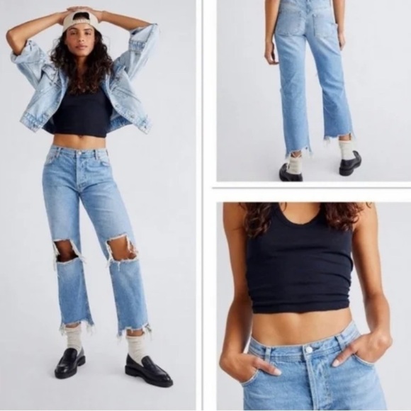 NWOT WE THE FREE MAGGIE MID RISE DISTRESSED JEANS FREE PEOPLE POPULAR BRAND - Picture 15 of 15